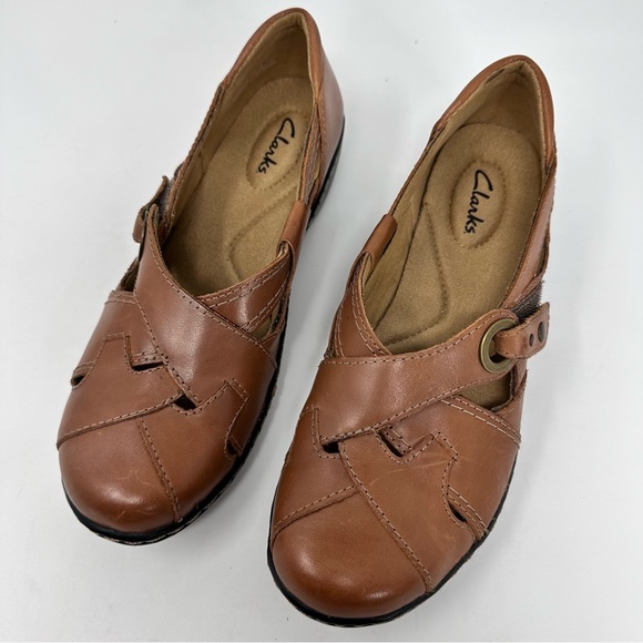 Clark’s Ashland India Tan Women’s Brown Leather Slip on Flats - Picture 8 of 16